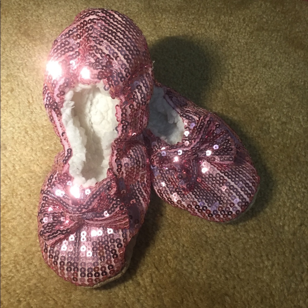 Pink sequined slippers